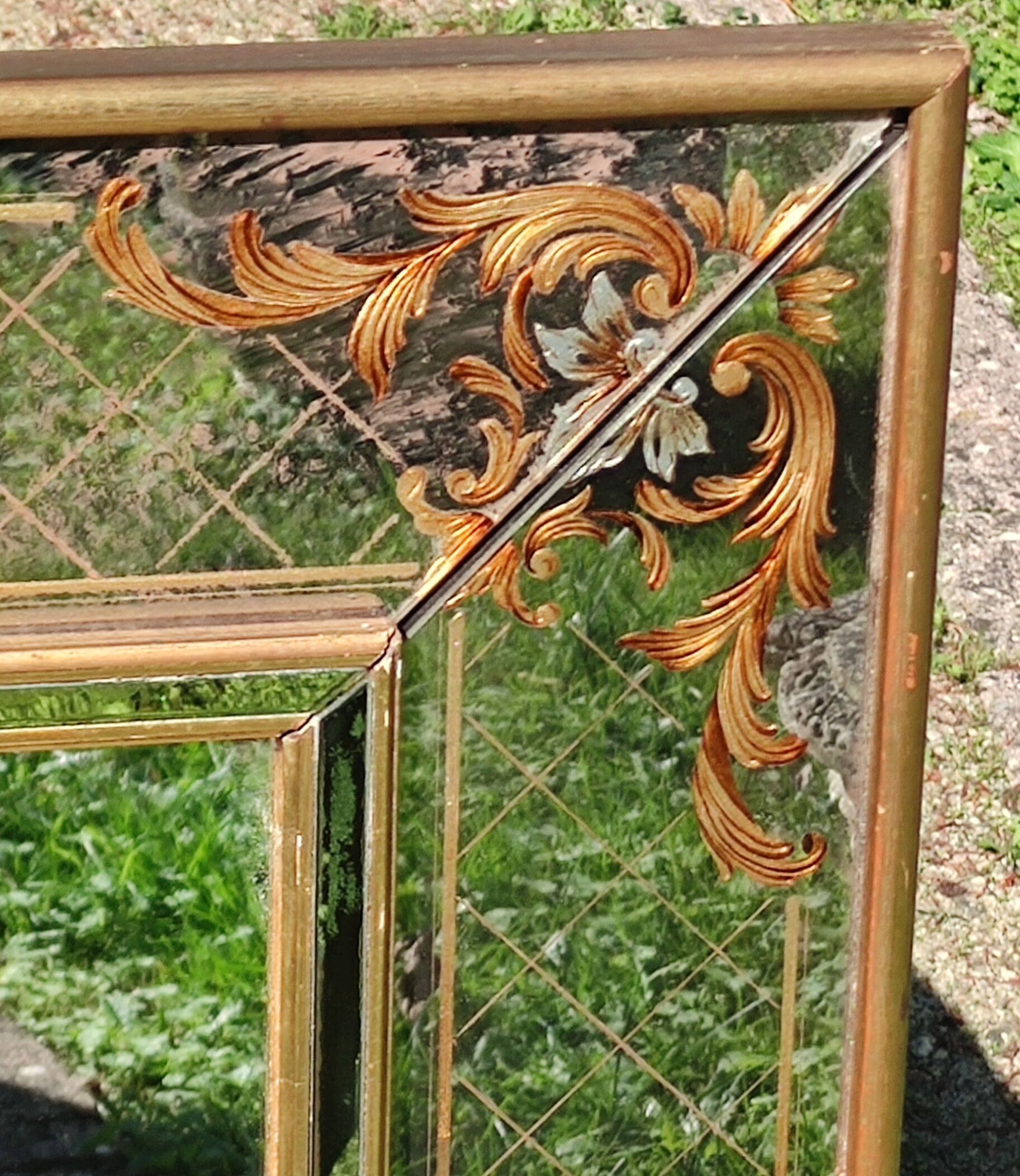 Old parecloses mirror, engraved decoration