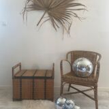 Vintage rattan bench chest