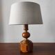 Vintage 70s salon lamp made of turned and sculpted oak wood.
