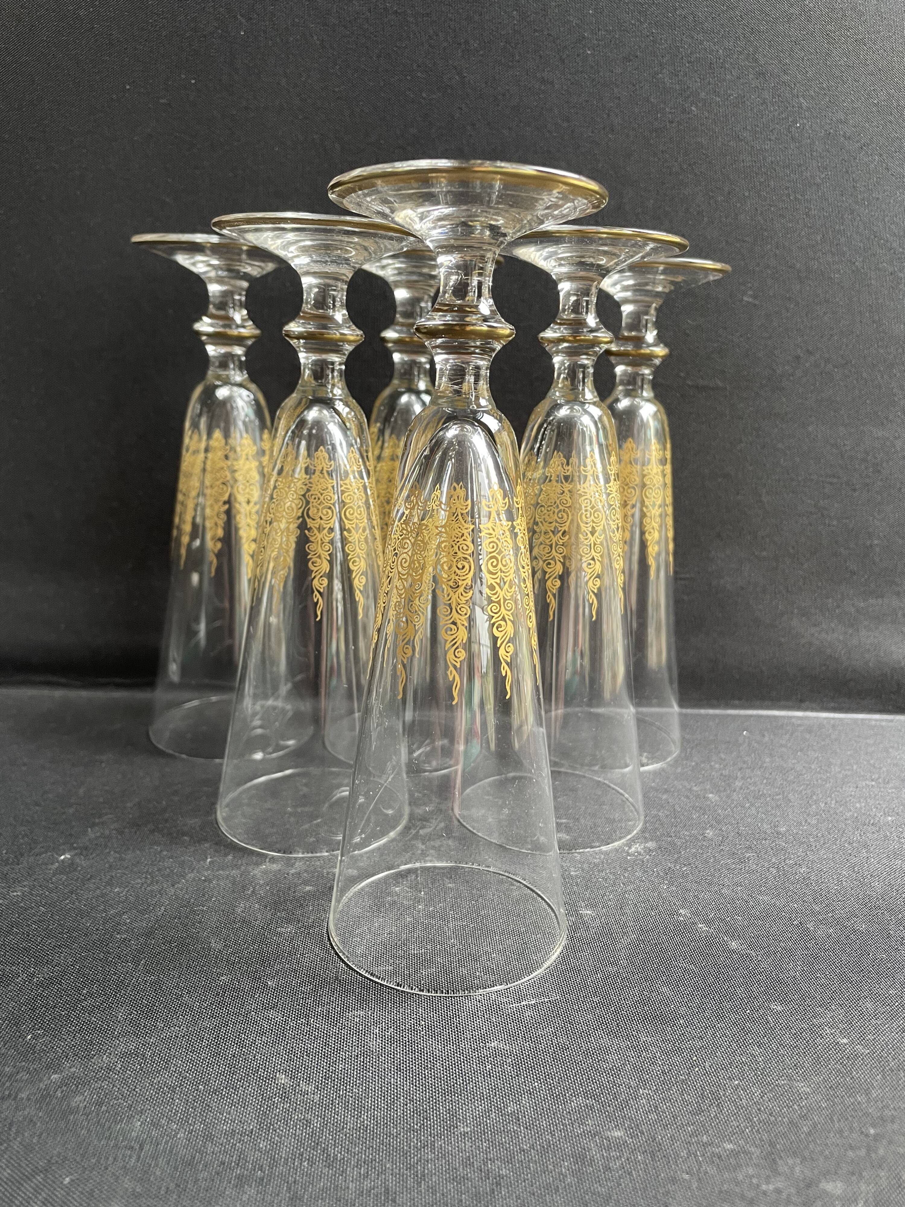 6 Champagne Flutes – Gold Crystal