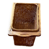 Wicker and wood basket