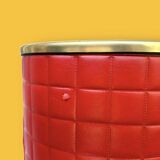 Antique wrought iron and red leatherette umbrella stand – 1960s