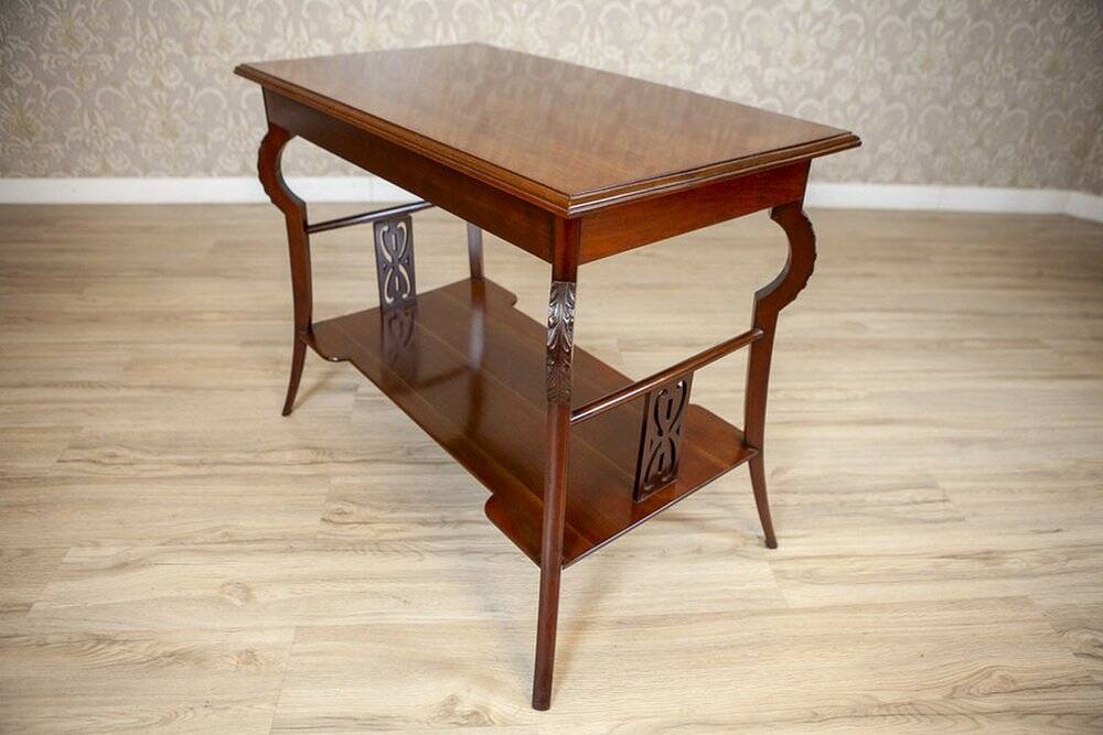 Table basse en acajou brun Art Nouveau du début du 20e siècle, années 1950