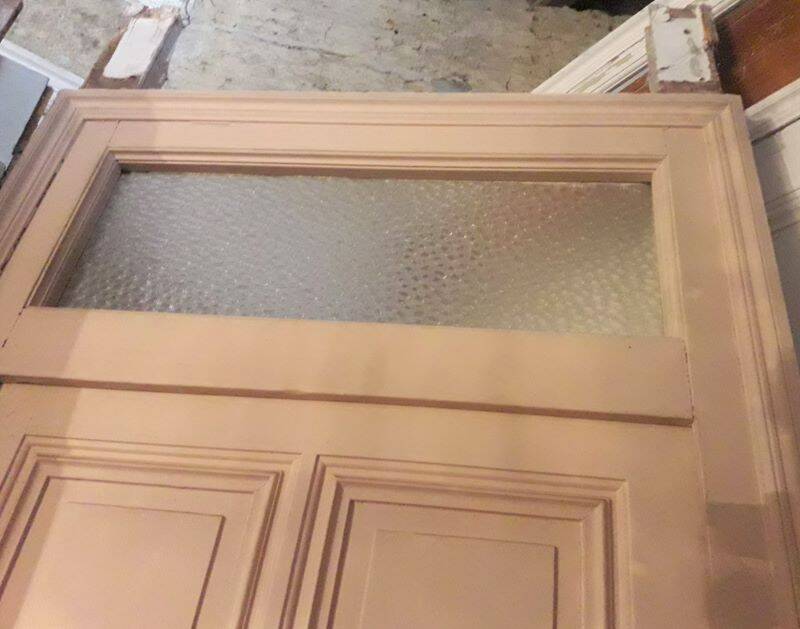 Old Haussmannian door 83x219.5cm with glazed transom frame.