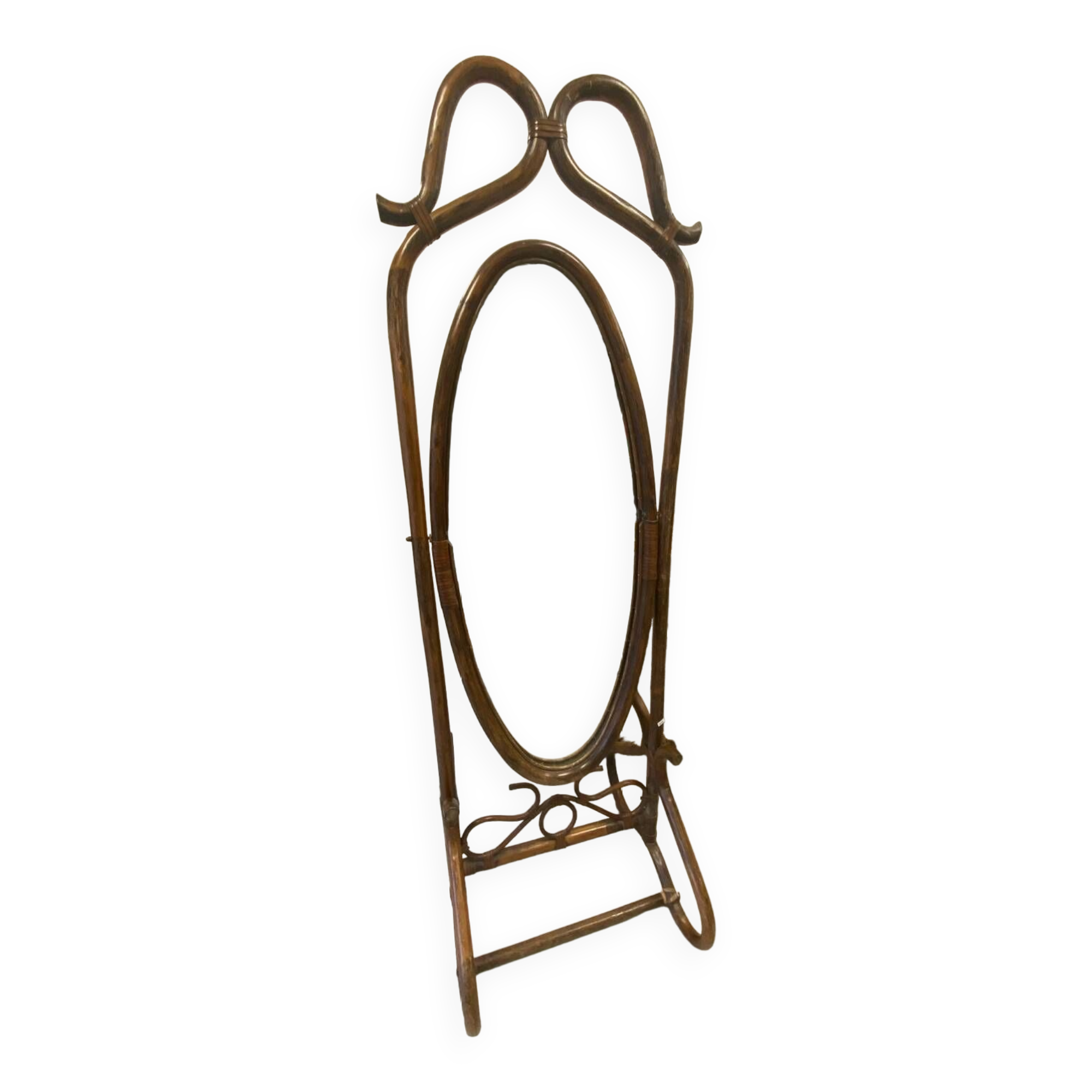 Rattan psyche mirror