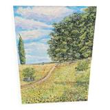 Canvas signed Hebert rural landscape gouache