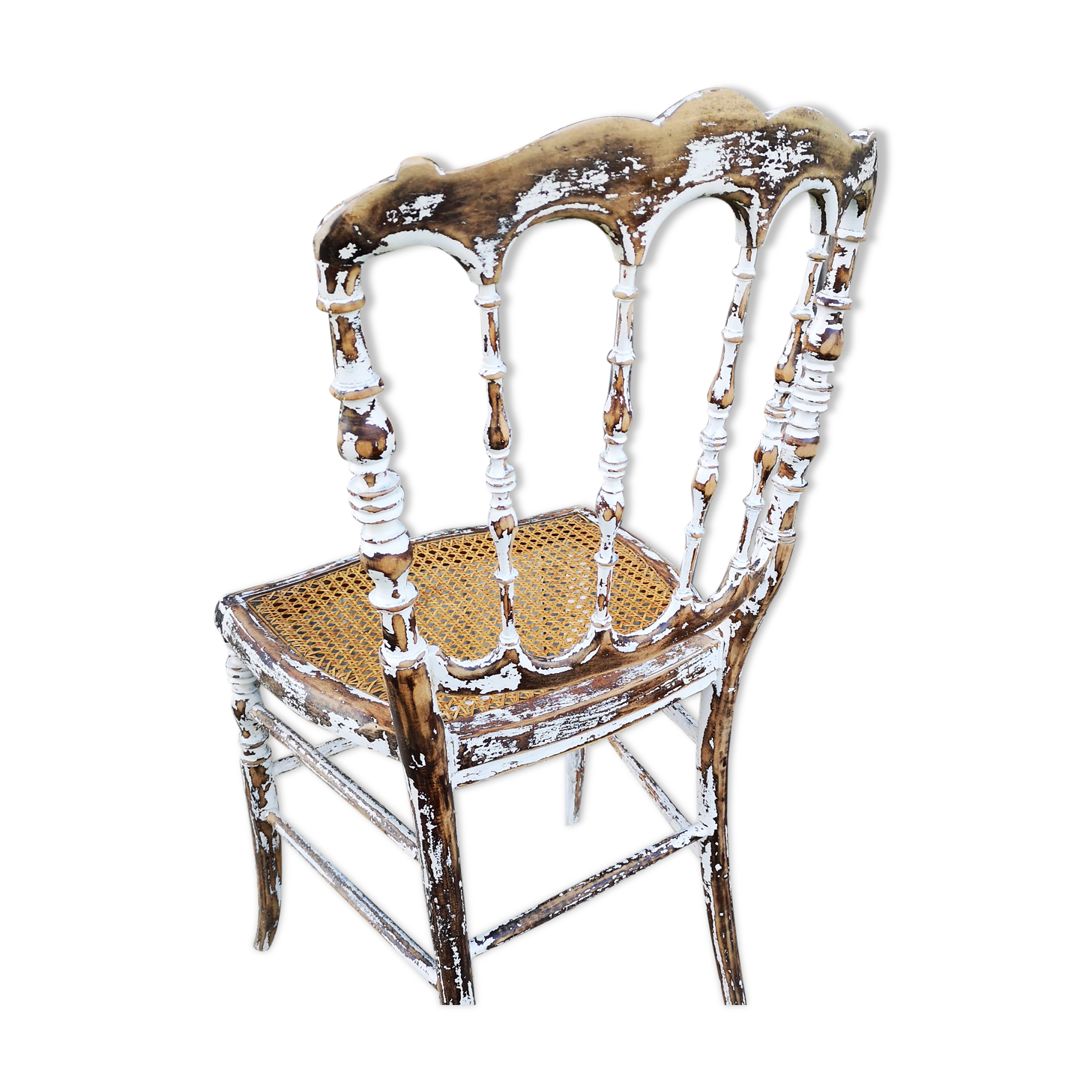 Chaise Napoléon III patinée blanche