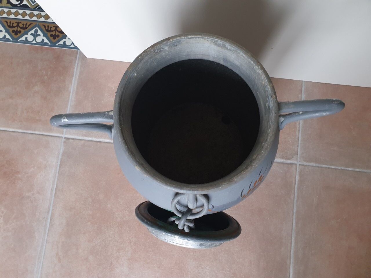 Large old farm milk pot