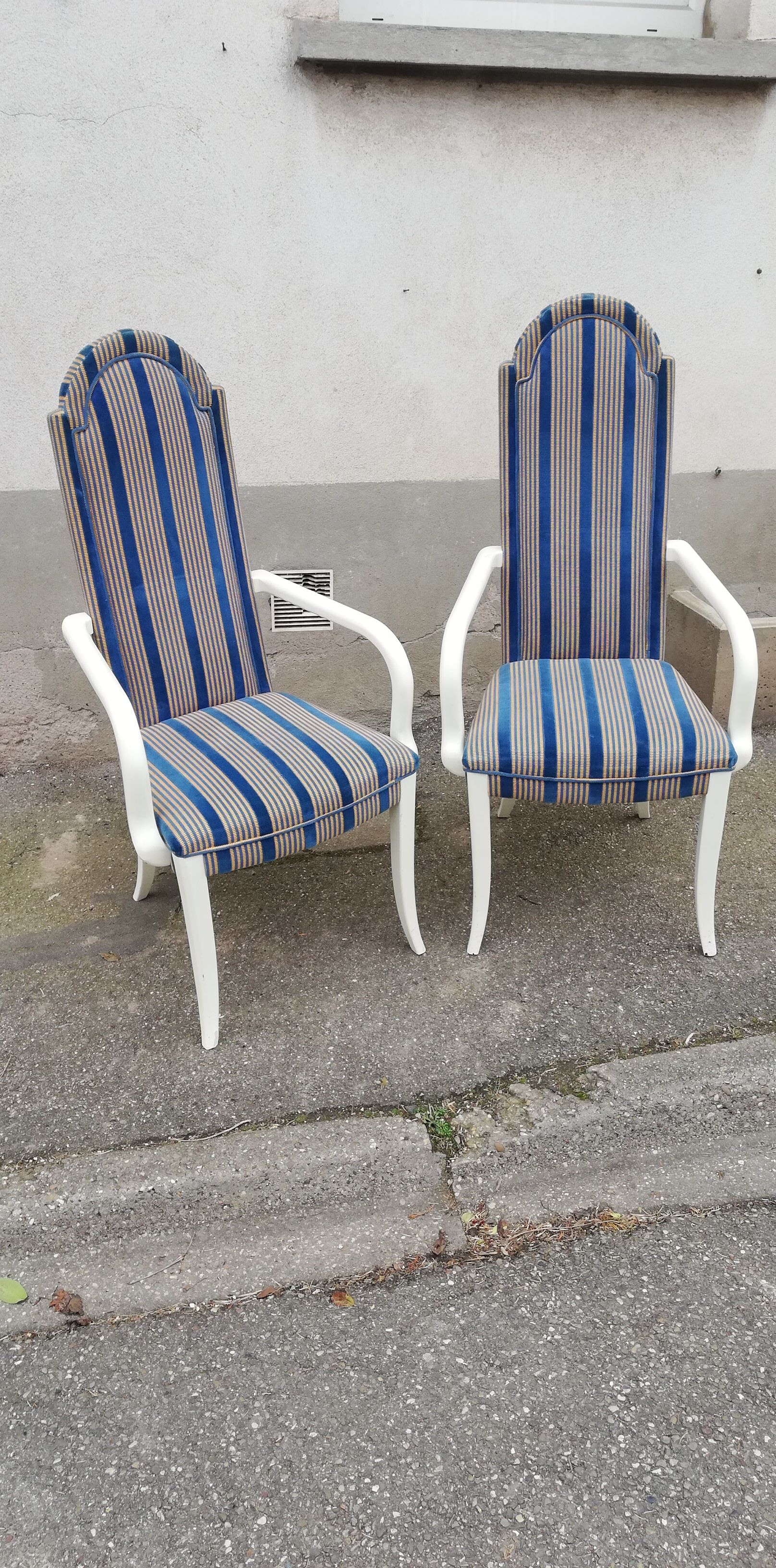 Pair of vintage armchairs blue fabric