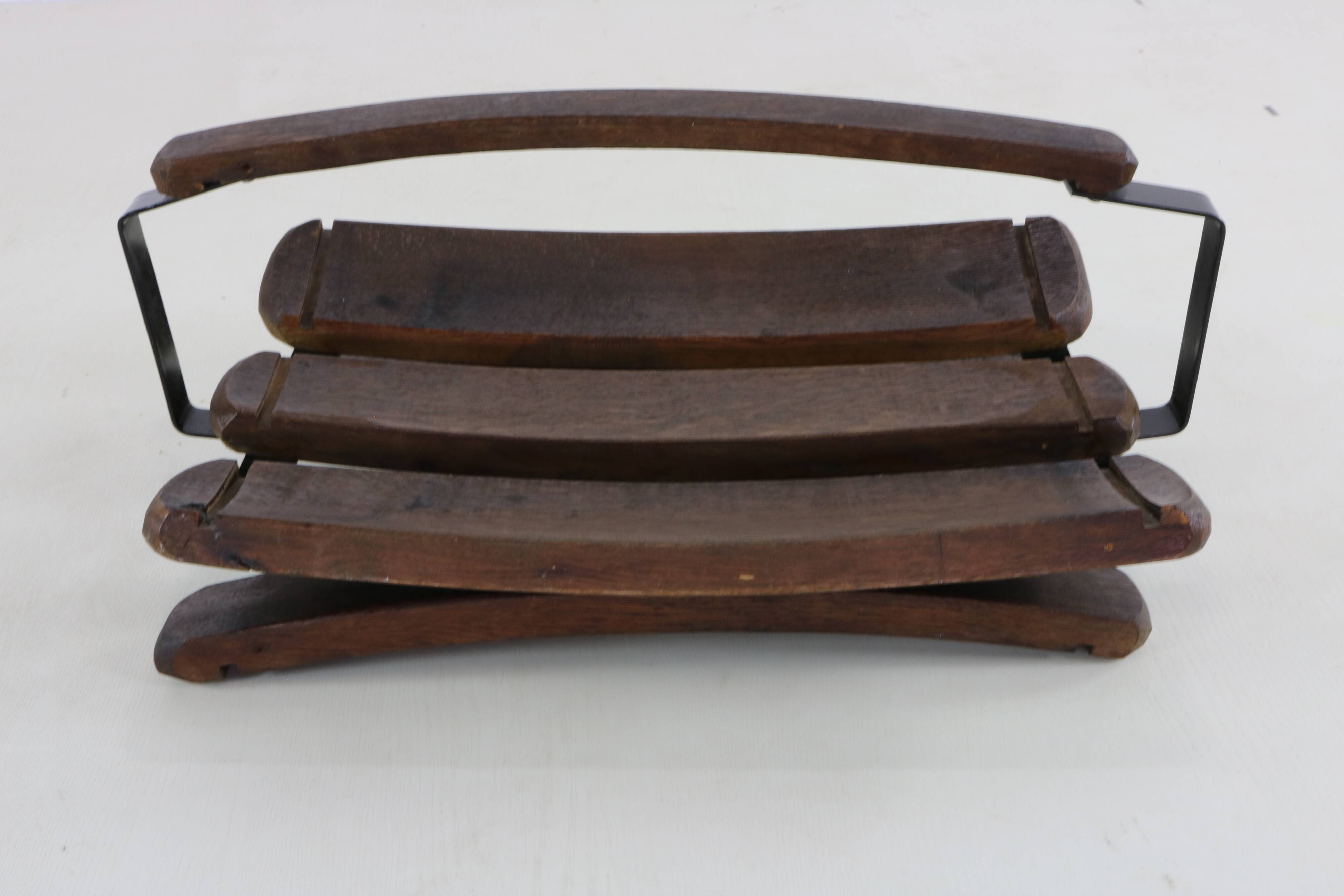 Seventies brutalist design wood basket