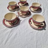 Set of 6 Antique Cups and Saucers