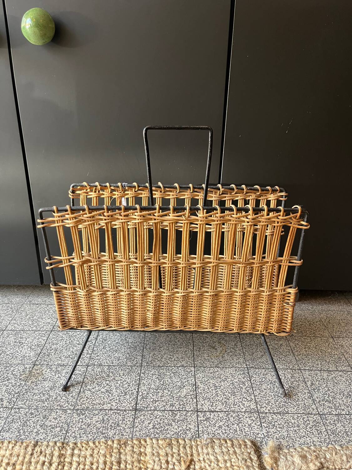Rattan magazine rack