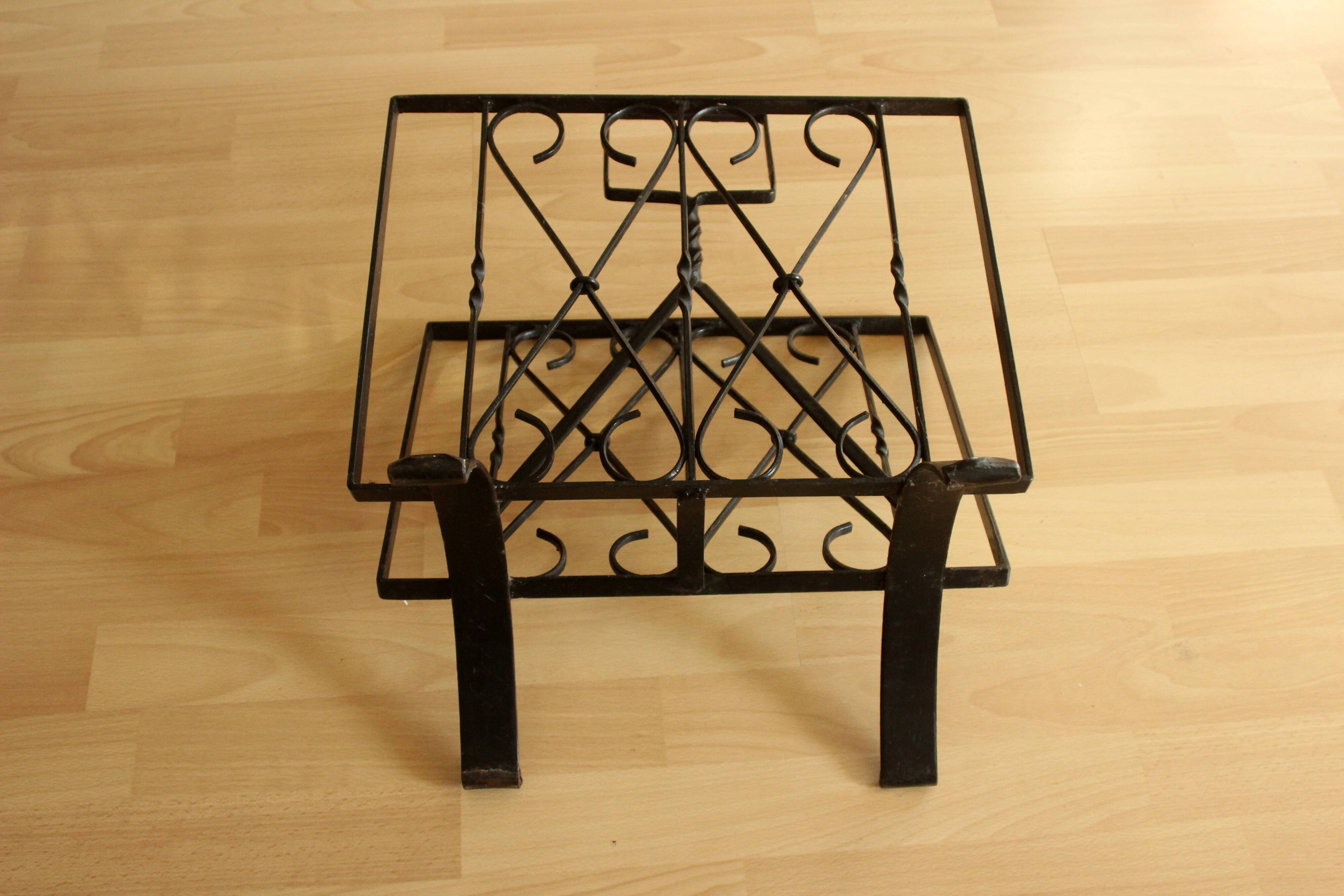 Handmade wrought iron magazine rack - vintage