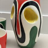 Service (vase et verres en céramique émaillée) signé Roland Brice