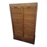 Meuble classeur à rideaux double porte coulissante ancien 1950