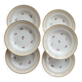 6 assiettes creuses vintage Céranord « Cheverny » porcelaine - Motif fleuri