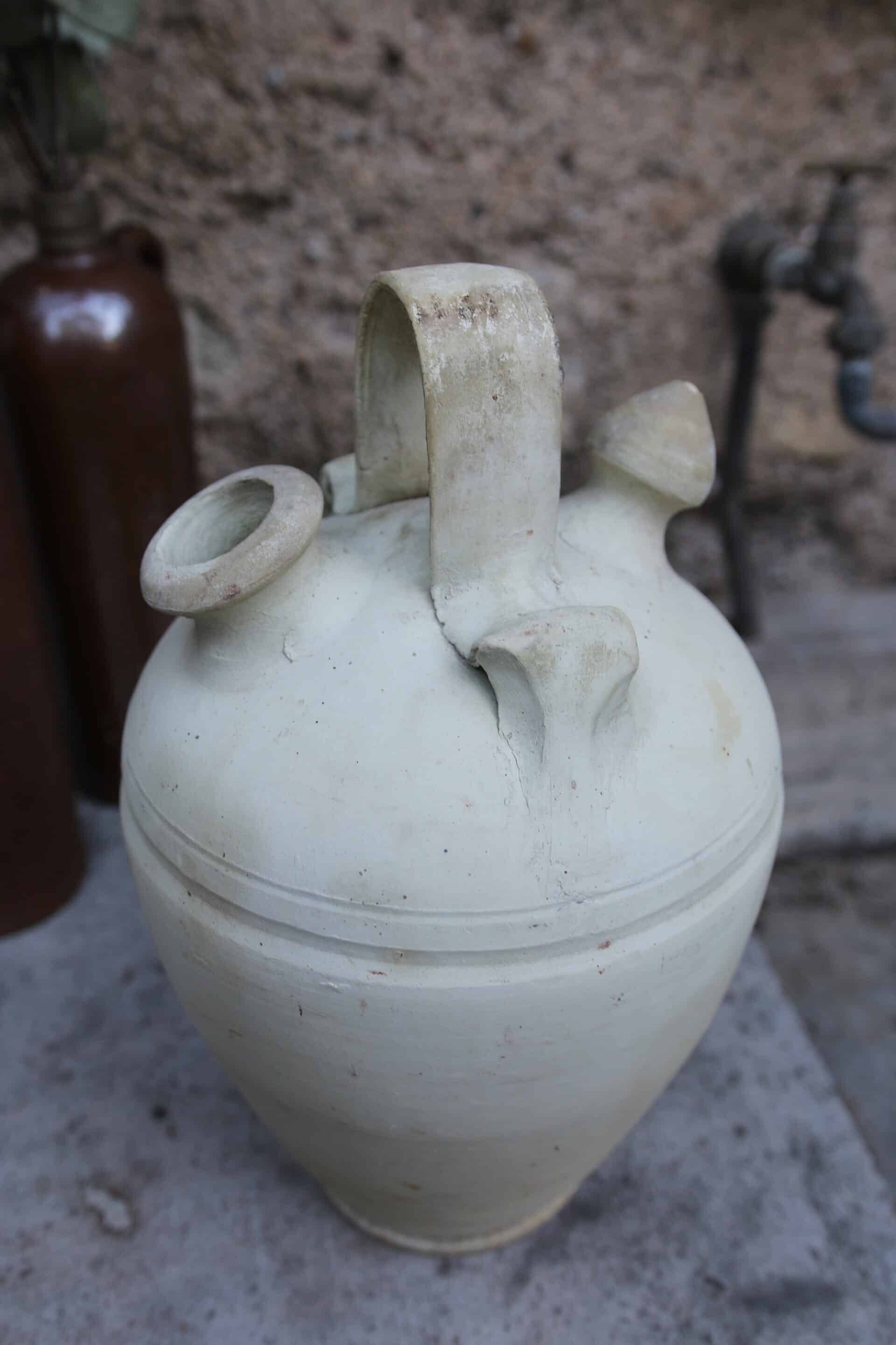 Ancient terracotta gargoulette with 2 spouts
