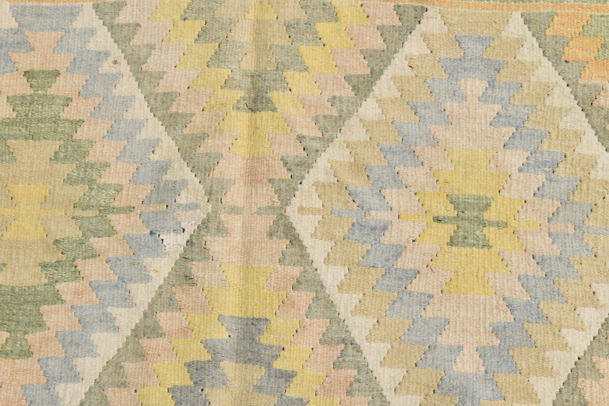 Tapis Kilim Vintage Laine Fait Main, Bohème, Motifs Géométriques, 149X247Cm