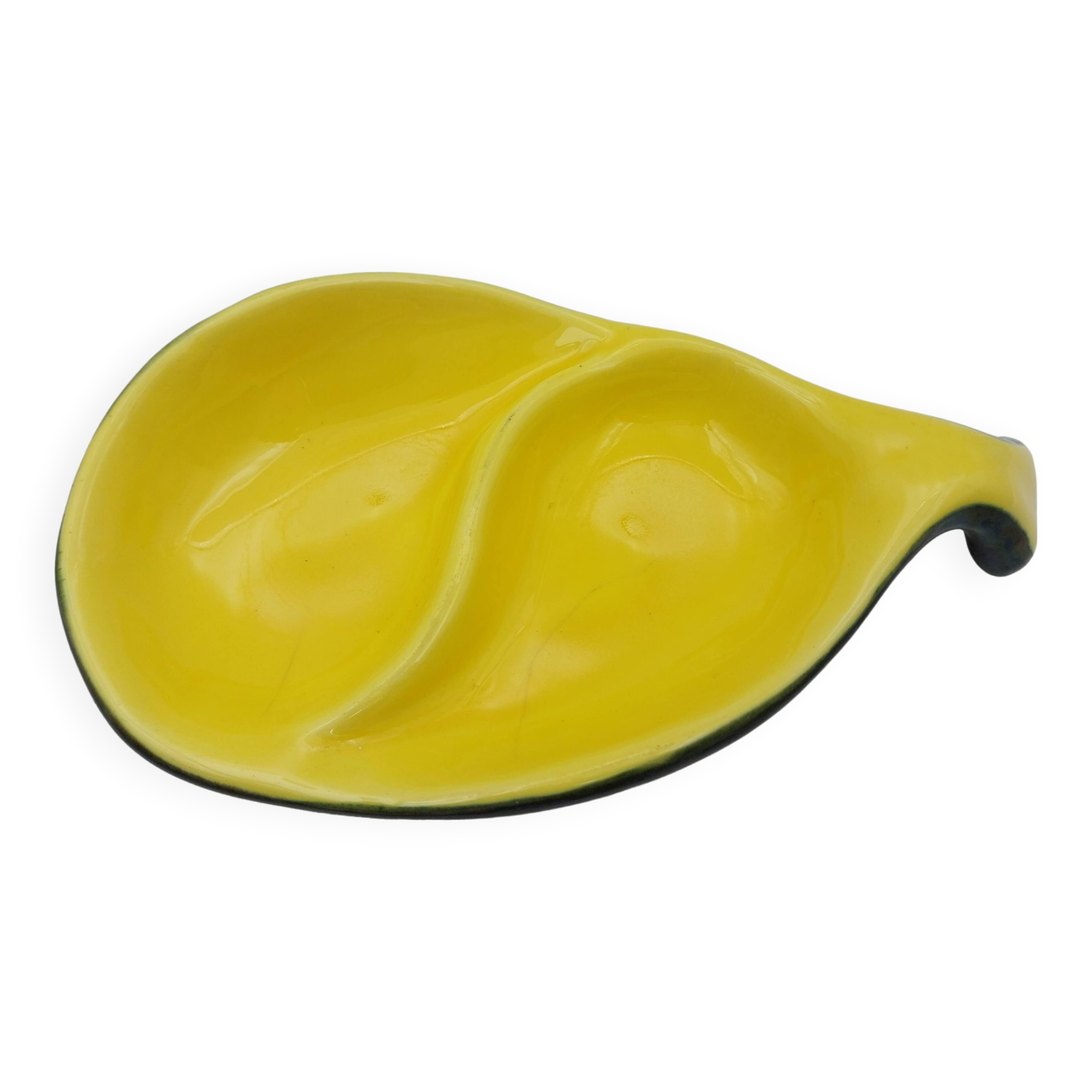 Black and yellow ceramic empty pocket cup dlg Chambost Jouve Elchinger