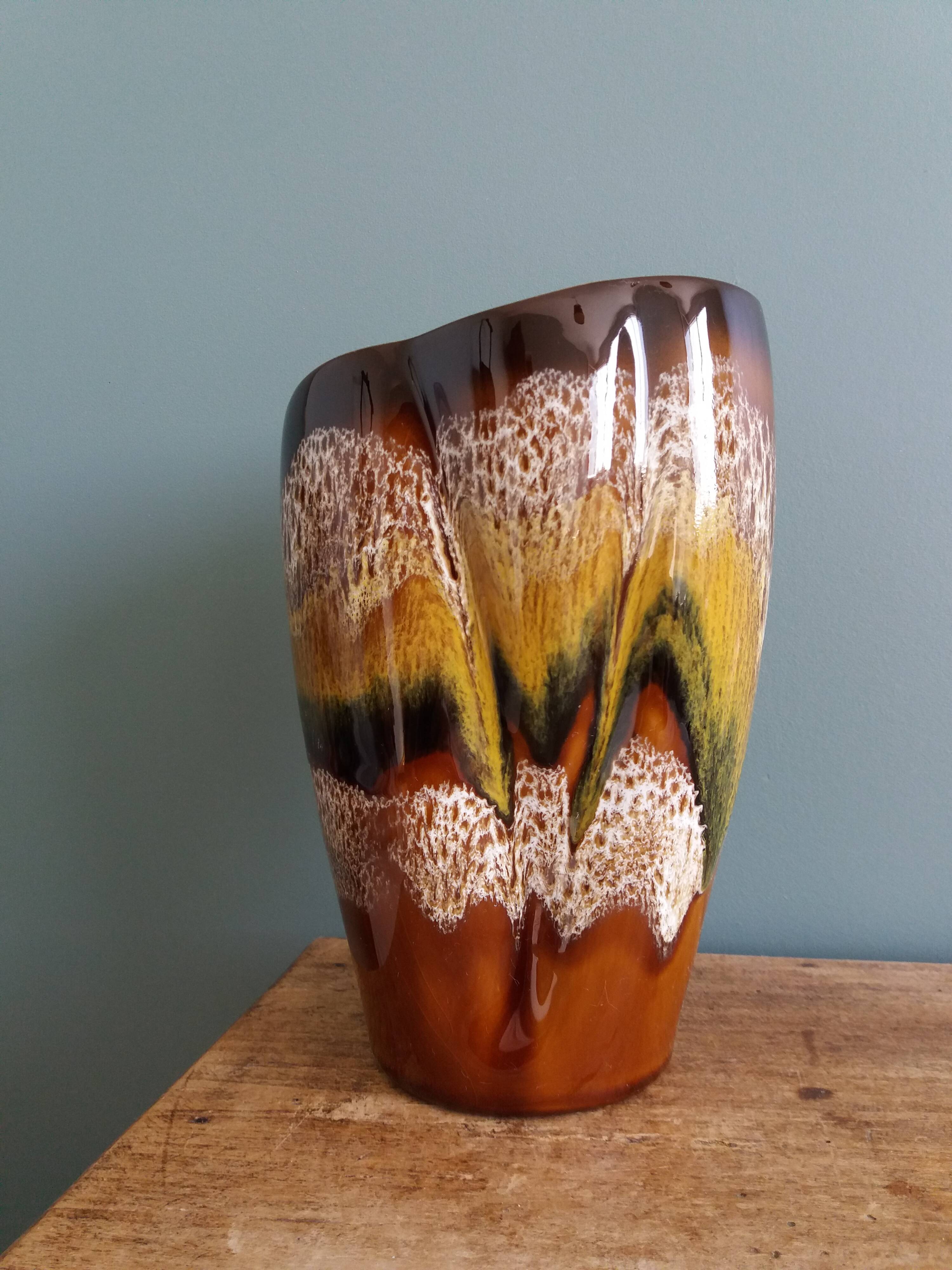 Sarreguemines Digoin flamed ceramic vase