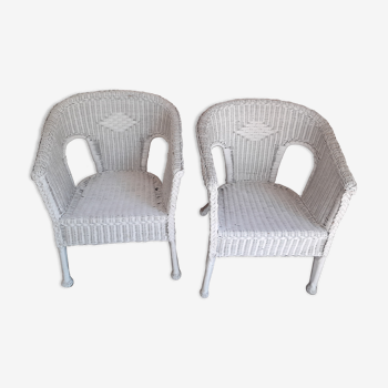 2 fauteuils en osier blanc