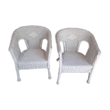 2 fauteuils en osier blanc