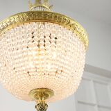 French Empire Crystal and Brass Chandelier, 1940s