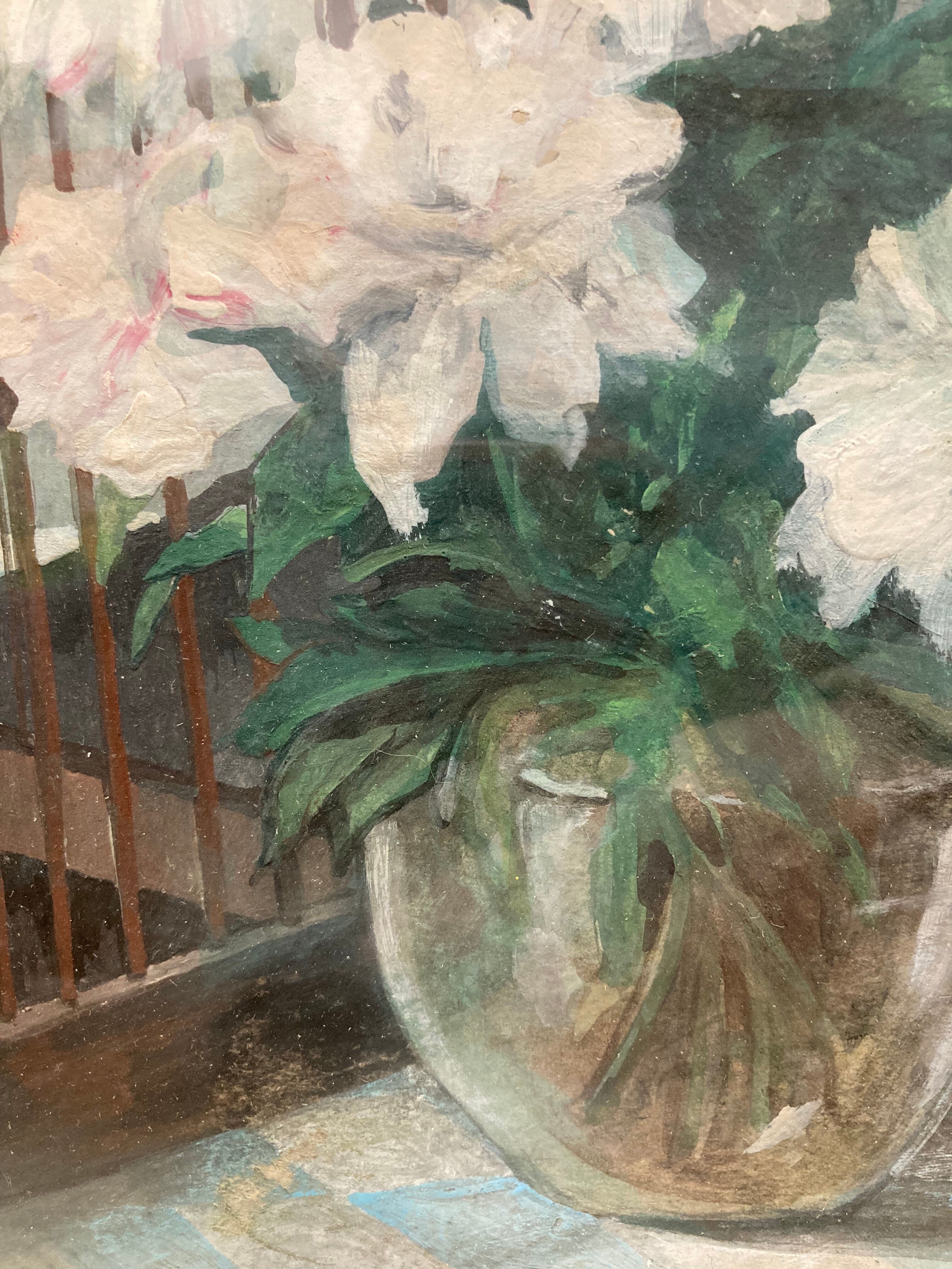 Vintage gouache painting