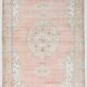 Pale Red & Pink Turkish Vintage Rug, Large Handmade Wool Rug, 216x335Cm