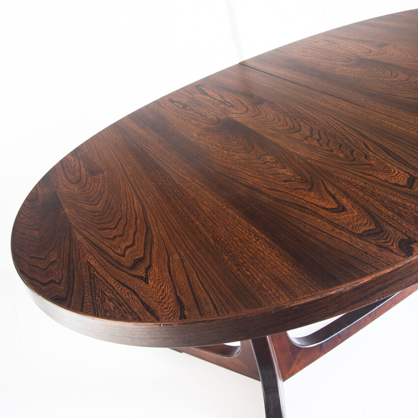 Vintage elm wood table with two extensions, France 1970
