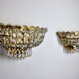 Pair of Regency wall lamps, cut crystals, Italy, 1980