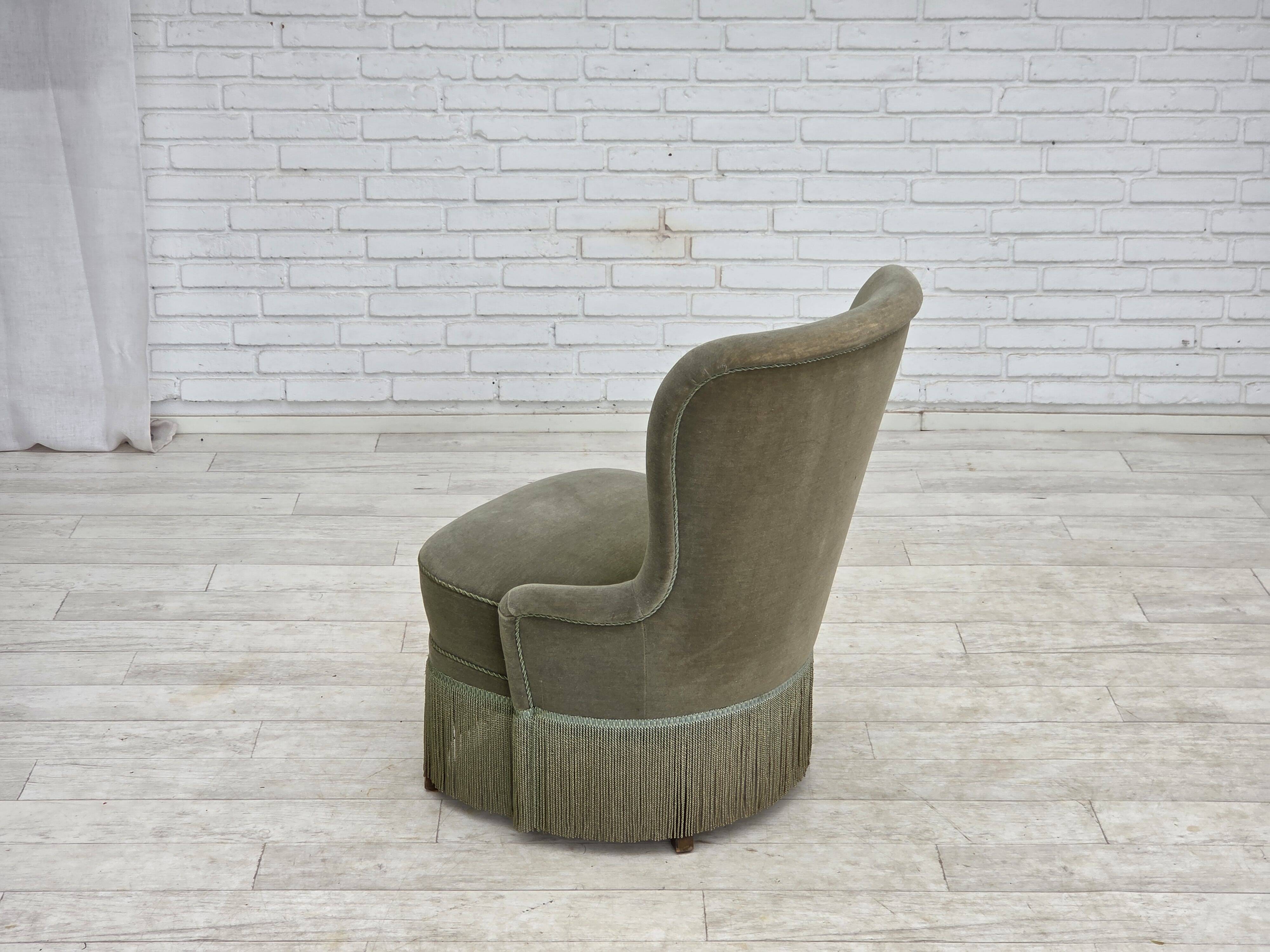 1970s, Danish armchair, green furniture velour.