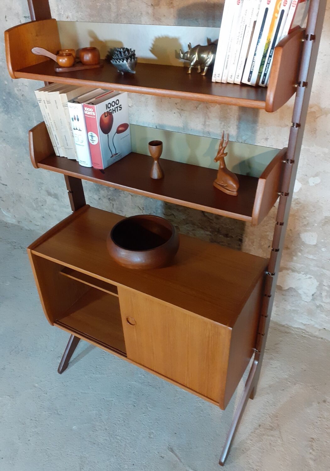 Ergo teak shelving unit, Scandinavian vintage 1960s