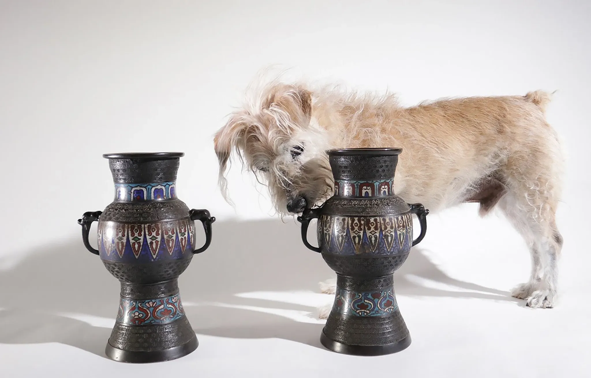 Pair of Japanese bronze cloisonné vases – 19th century