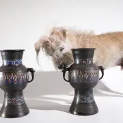 Pair of Japanese bronze cloisonné vases – 19th century