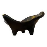 Large tripod pocket bowl in black ceramic 1950
