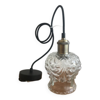 Pendant/ceiling light with vintage glass globe and new electrical system