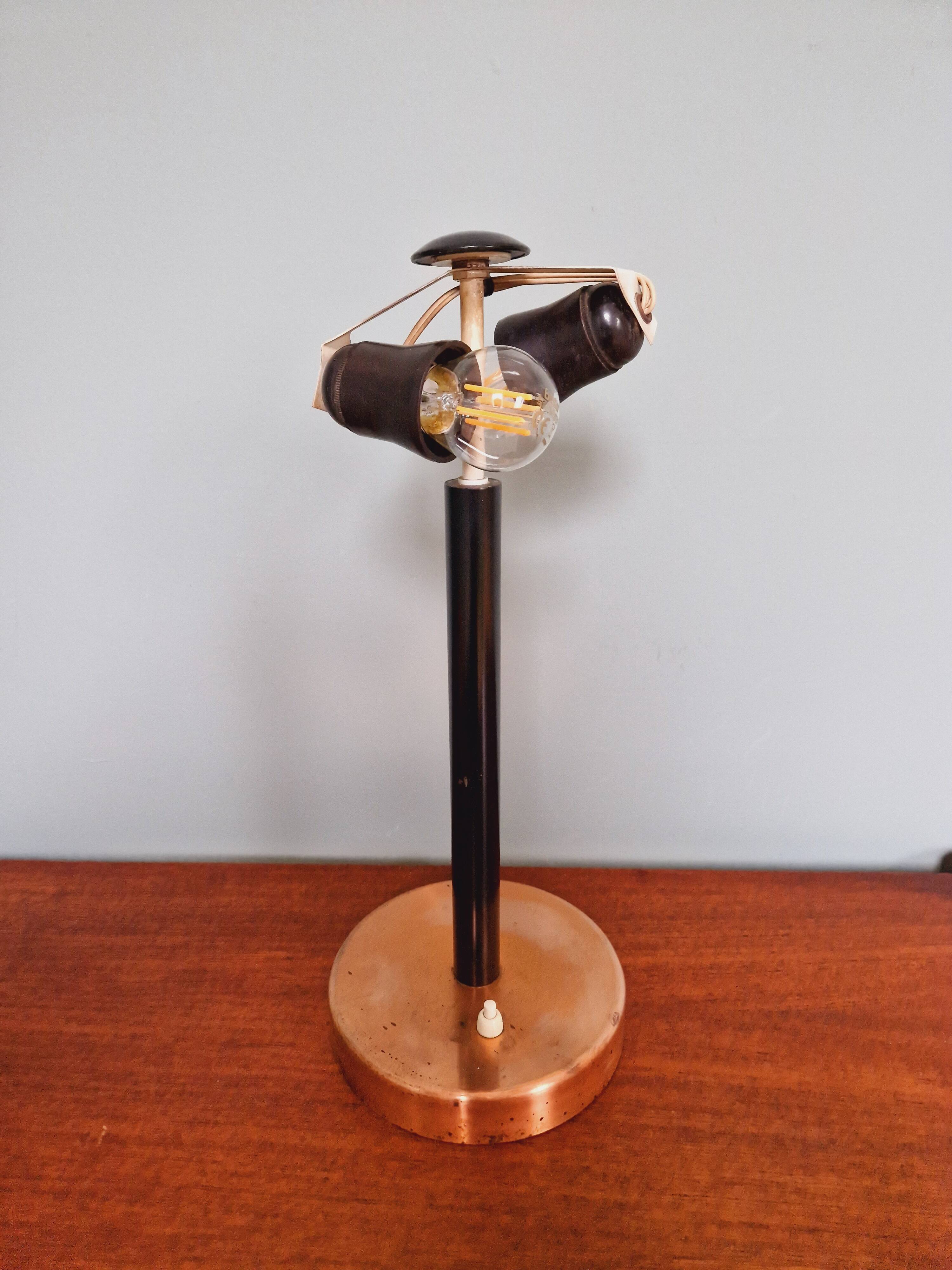 Large copper desk lamp, 1950s
