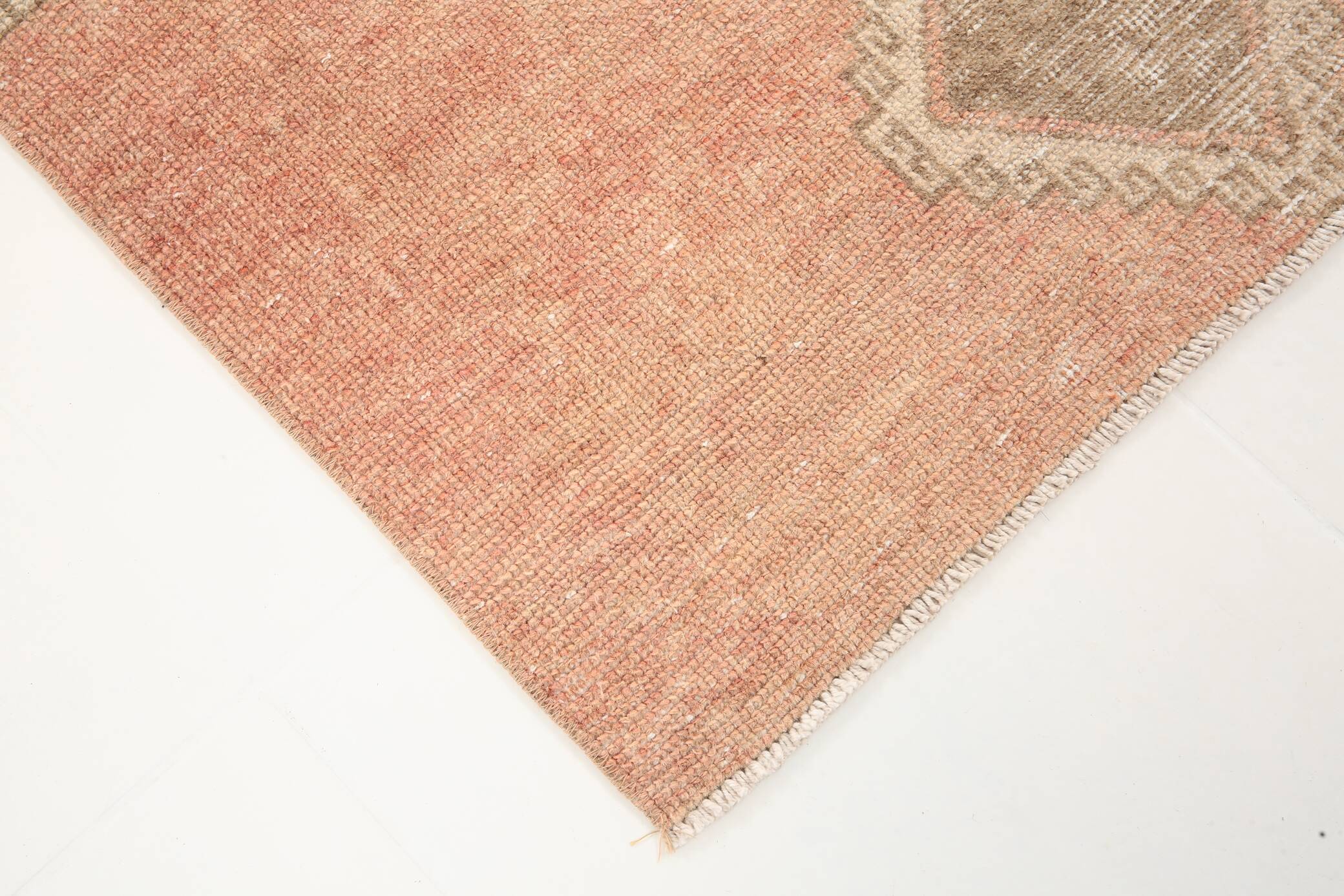 3x9 Vintage Pale Red & Brown Aesthetic Turkish Runner Rug, 91x291Cm