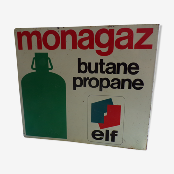 Plaque publicitaire Monogaz en tôle