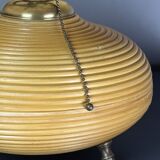 Pencil Reed Rattan Bamboo and Brass Mushroom Table Lamp, Italy, 1970s