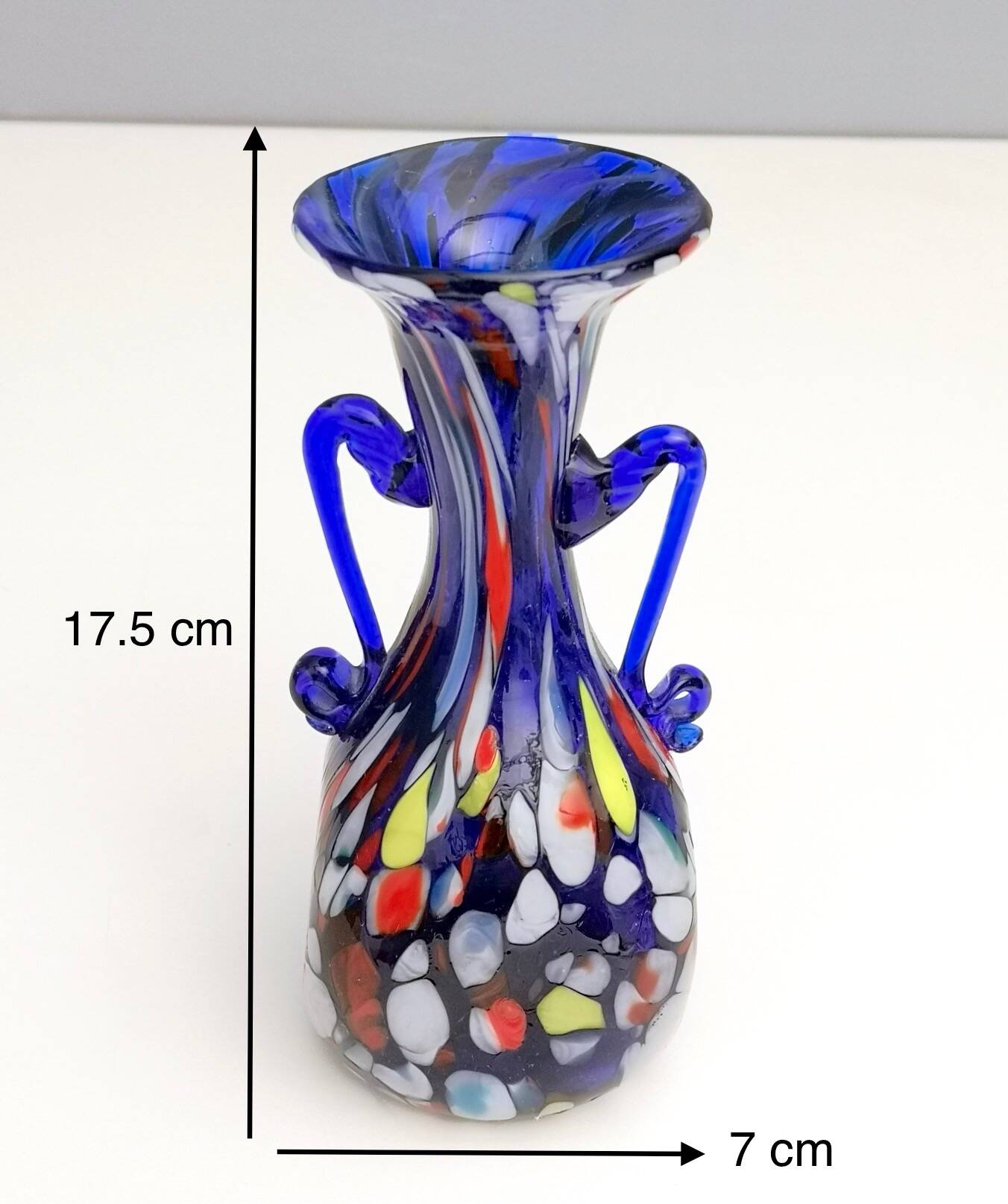 Vase Art Nouveau en Verre de Murano Bleu Produit par Toso, Italie