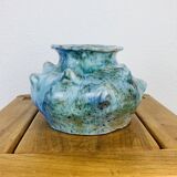 Vintage blue free-form ceramic vase