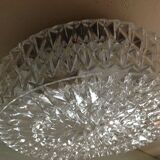 Round diamond-tipped glass ceiling light / vintage 60s-70s