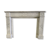 Louis XVI style fireplace in white Carrara marble Xx century