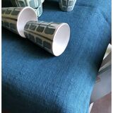 Aqua Blue Hemp Vintage Tablecloth