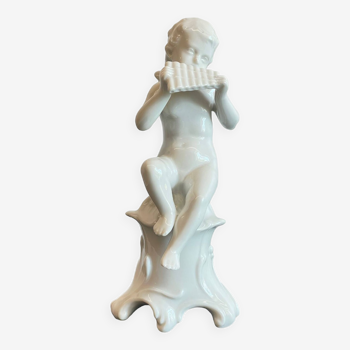 Statuette ange musicien en porcelaine italienne estampillée "N couronné"