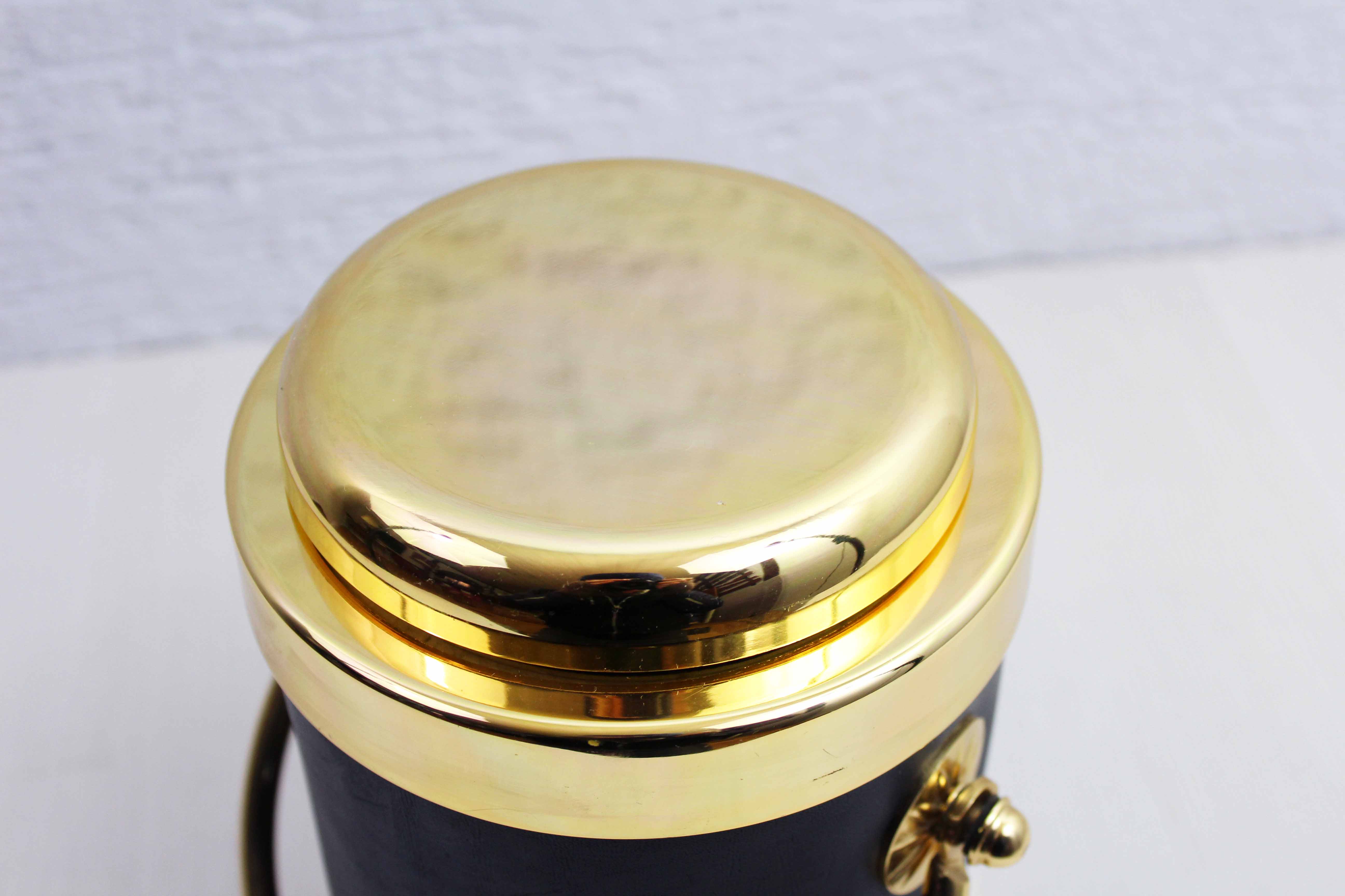 Vintage leather and brass ice bucket