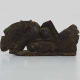 Piece of Indonesian wooden basrelief, chameleon. XIXth