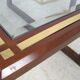 Coffee table with 4 pieces of wooden sofa and gilded brass